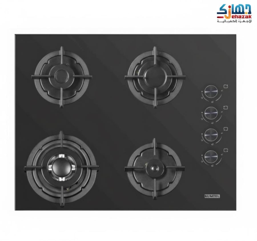 سطح بلت ان غاز كومتيل 4 عيون 65 سم اسود زجاجى (تركي)     C6-40BTF