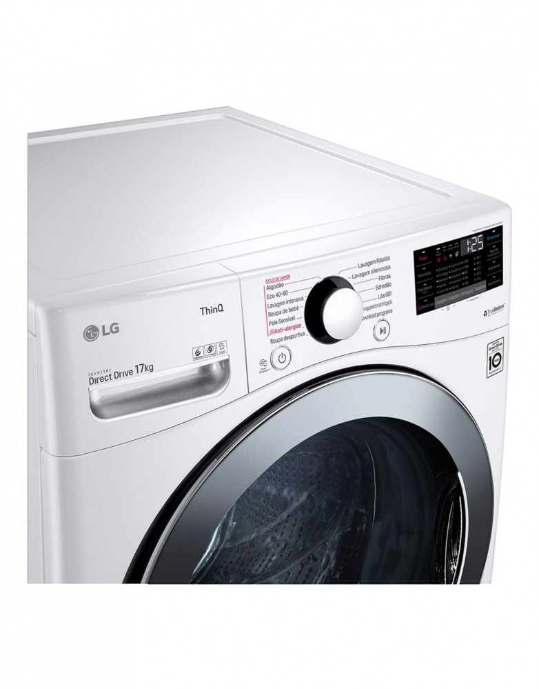 LG front load washing machine 17 kg capacity, white color, ™Steam, adding clothes, DD motor 6 motions, ThinQ™ (Wi-Fi)