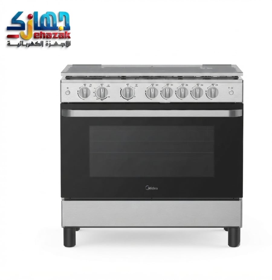 رن غاز ميديا 5 عيون 60×90 استيل جوانب سلفر ( شبك عريض ) موديل MFO-MG36LE(SS)K رقم الموديل : 121304125240005