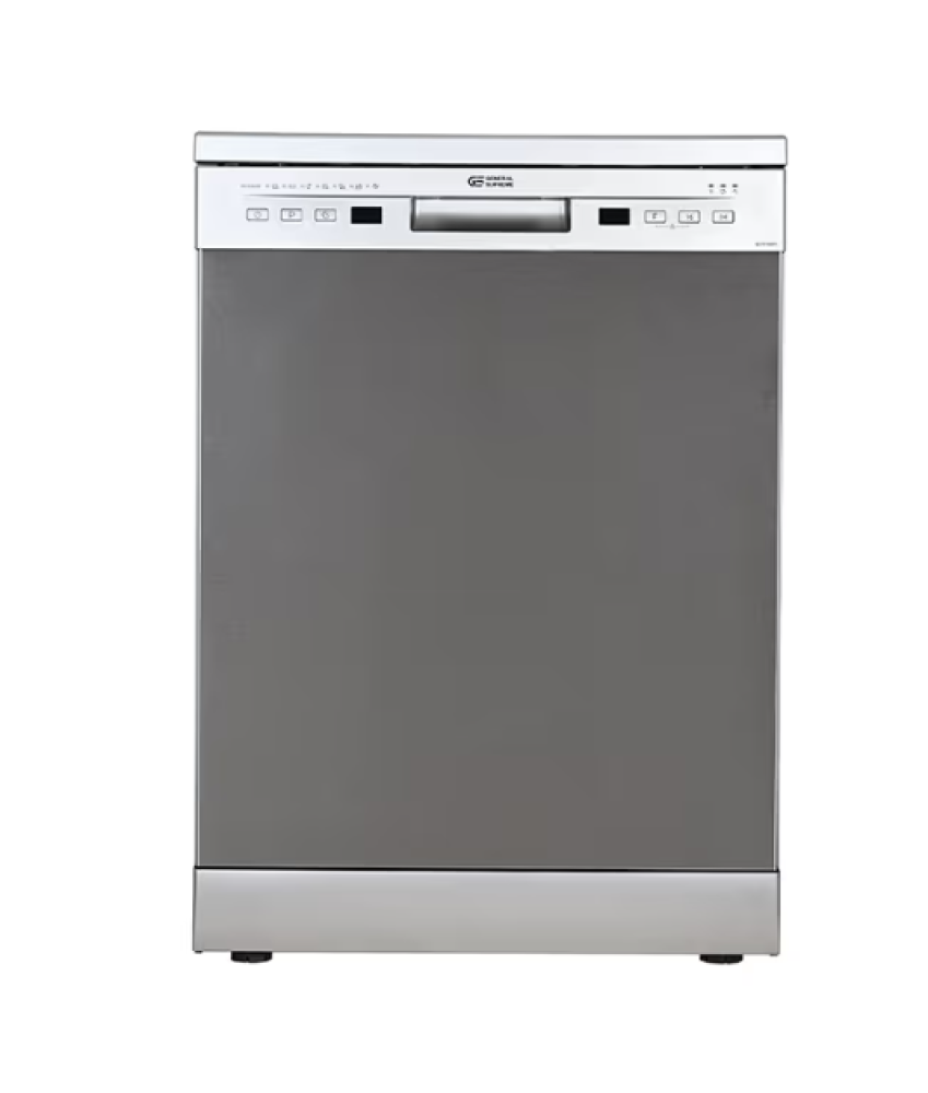 GS9100SSA  جنرال سوبريم غسالة صحون ,7 برامج,12 مكان,2 رف, وظيفة تجفيف إضافي, خاصية نصف تحميل, فضي.