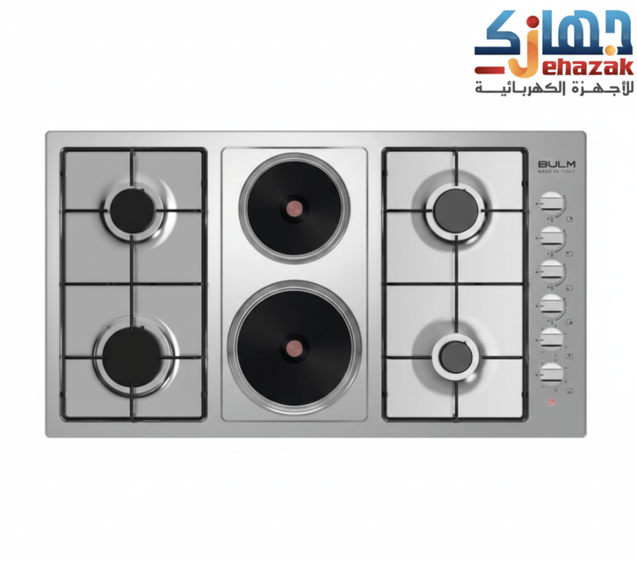 سطح بولم BULM غاز + كهرباء 6 عيون شبك خفيف استلس استيل ايطالي60x90