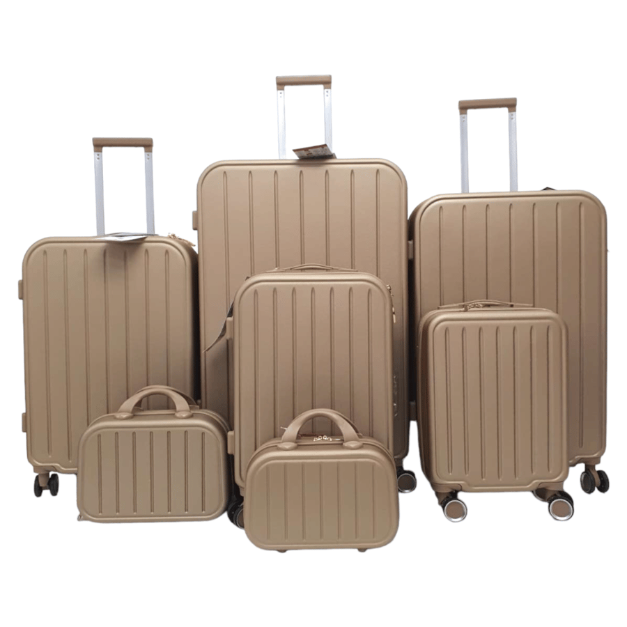 Luggage bags striped set consisting of 7 pieces, dark gold color