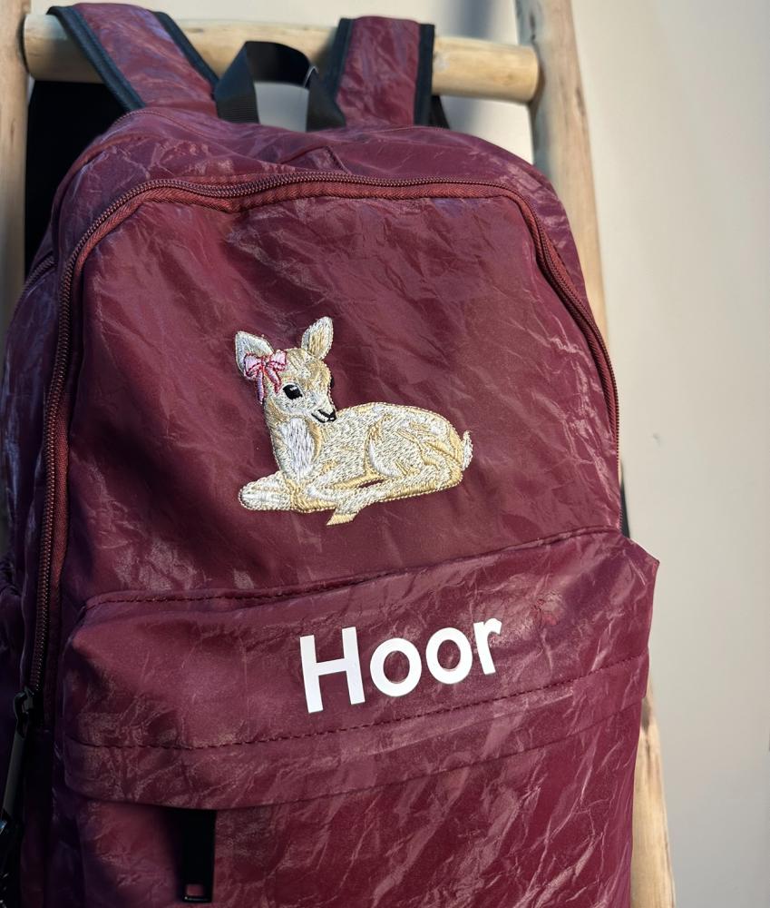 School bag with the name