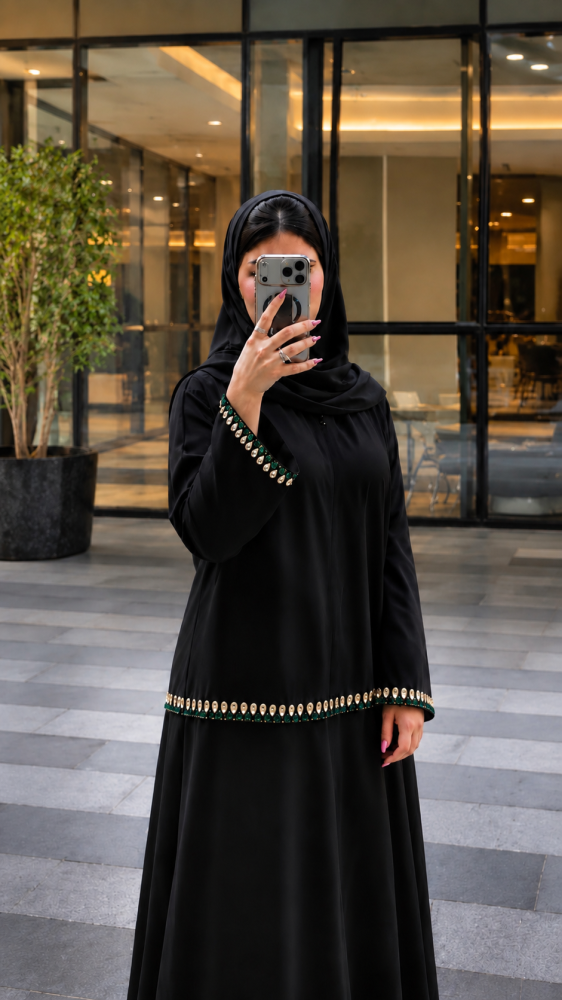 عباية كريستال تركيب يدوي لونين