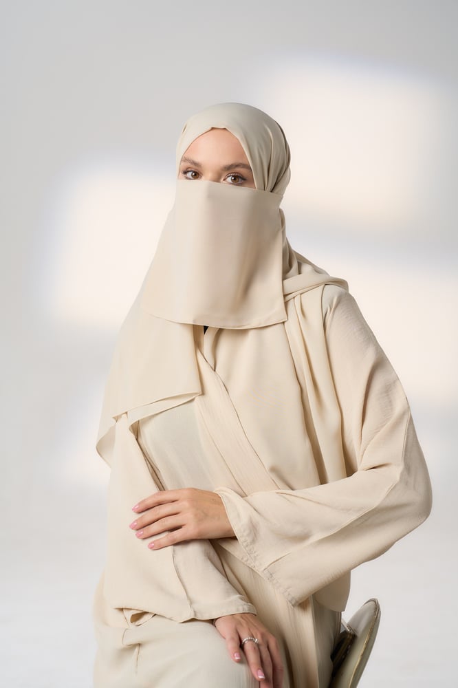طقم طرحة ولثام - ربط-بيج