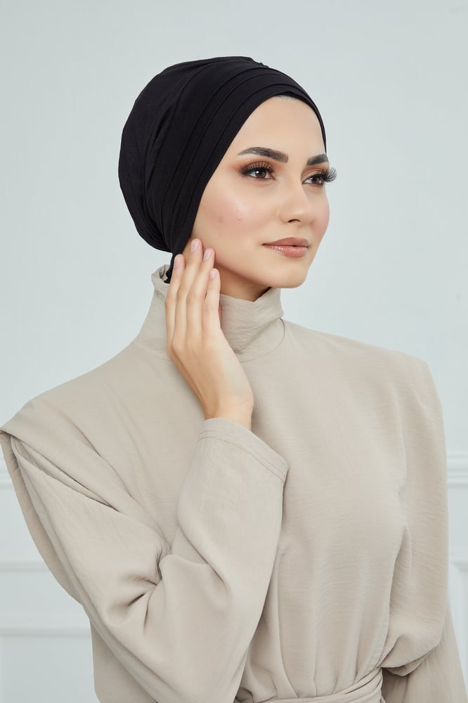 حجاب الشاطئ مع توربان - أسود