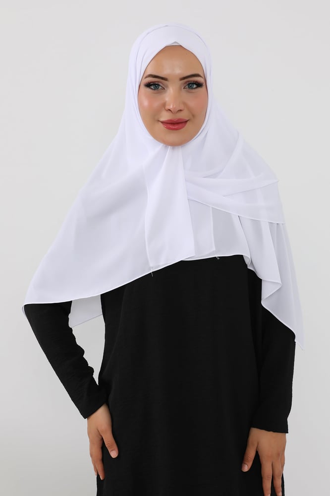حجاب شيفون جانبي ابيض