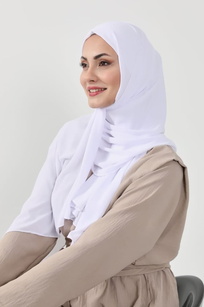 حجاب شيفون جانبي ابيض