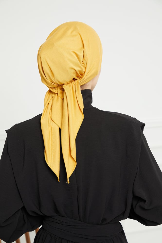 Back tie cotton Turban - yellow