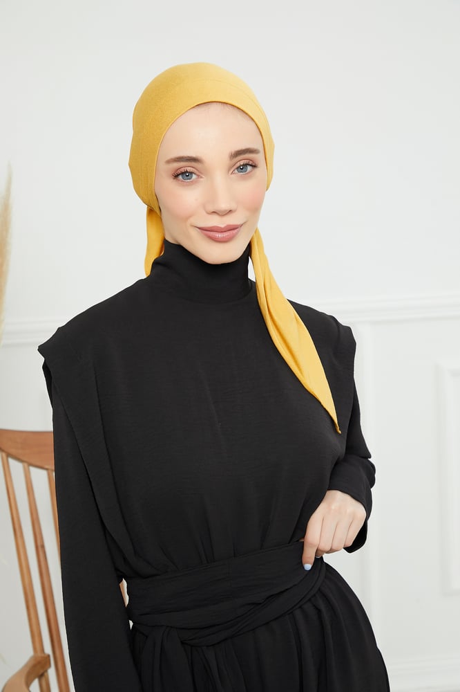 Back tie cotton Turban - yellow