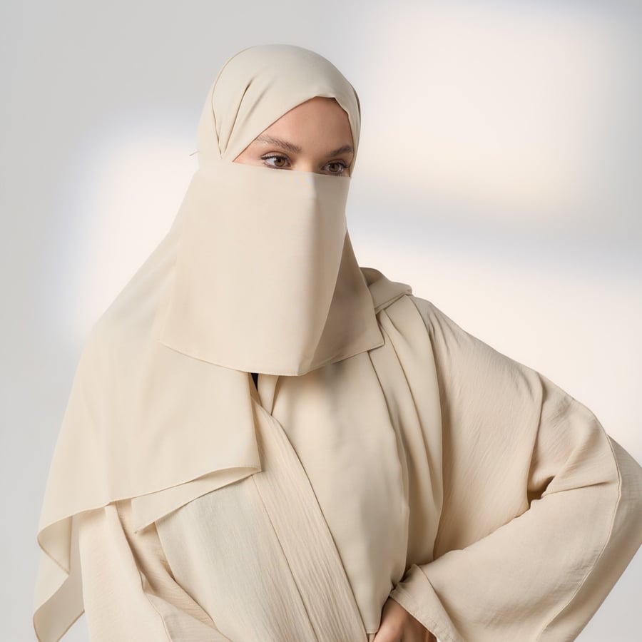 طقم طرحة ولثام - ربط-بيج
