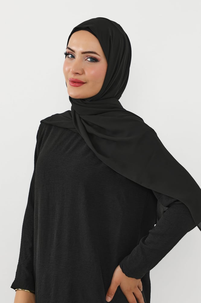 حجاب شيفون اسود مغناطيس
