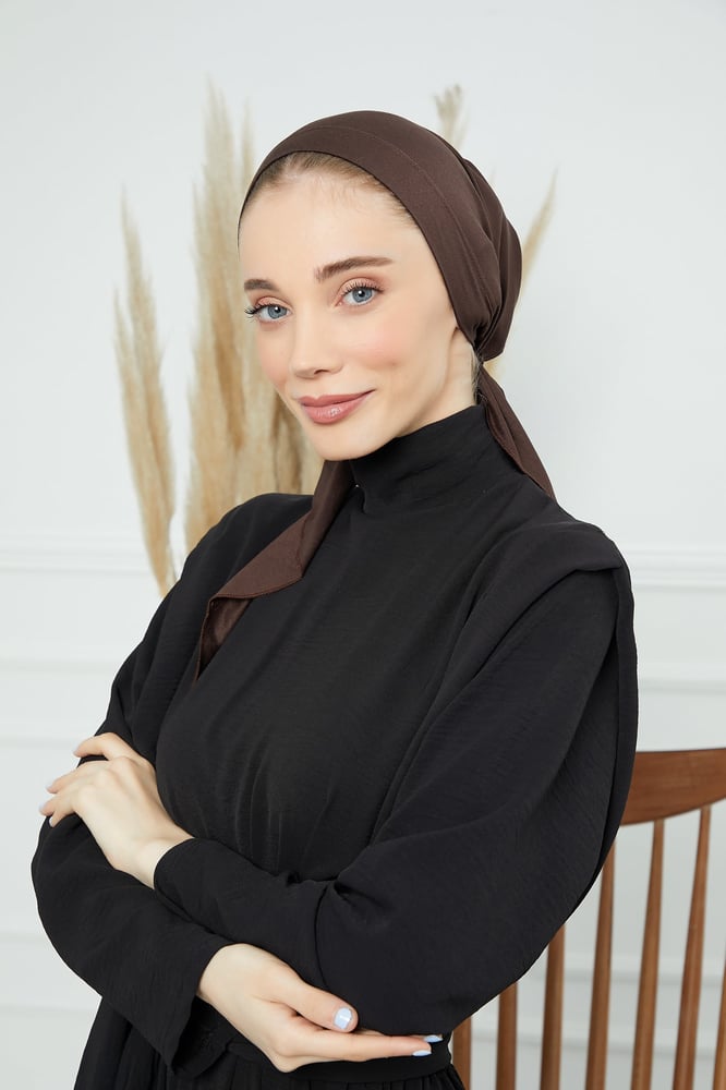 Turban cap- dark brown