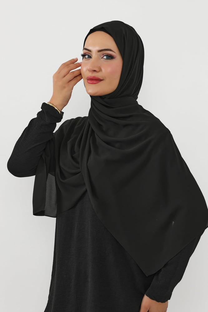 حجاب شيفون اسود مغناطيس