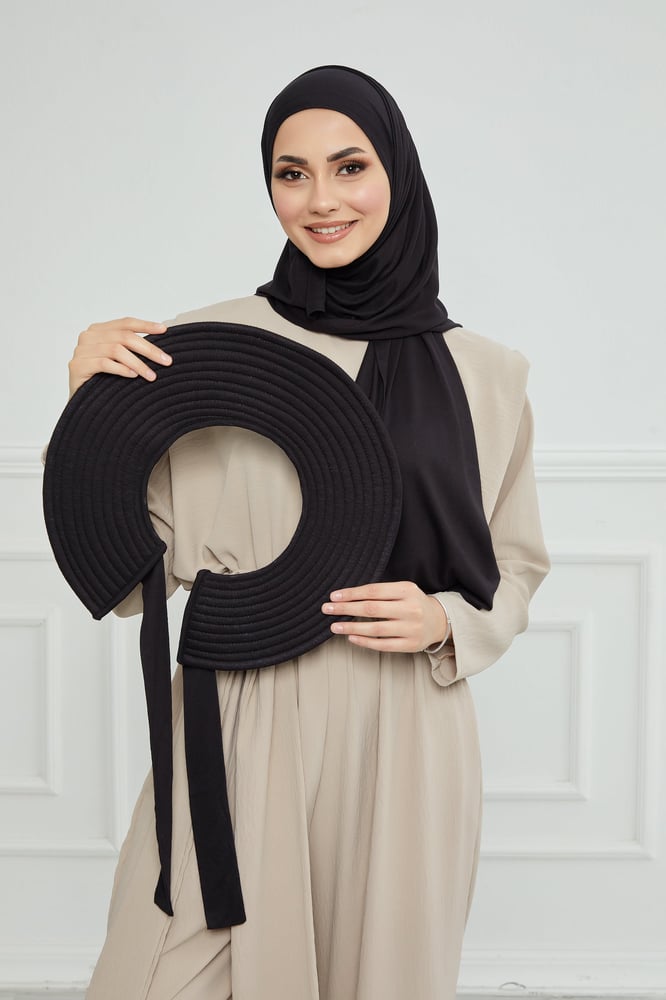 حجاب الشاطئ مع قبعة -أسود