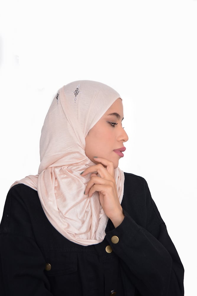 حجاب-قطن-دبل-سترتش-بيج-كرستال