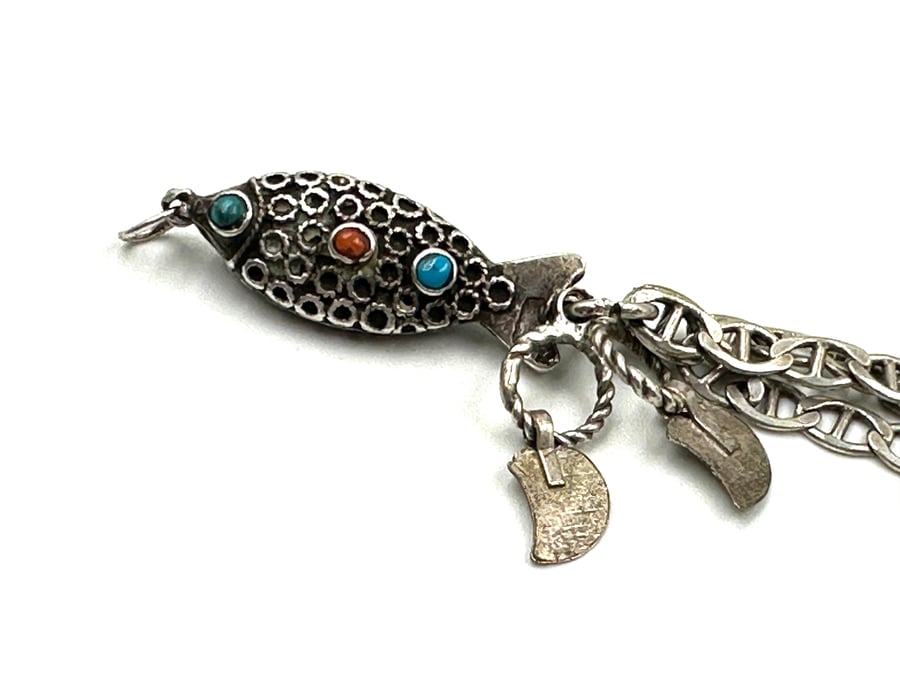 شرابات حلبية فضة قديمة مطعمة فضة و مرجان rosary puskulleri