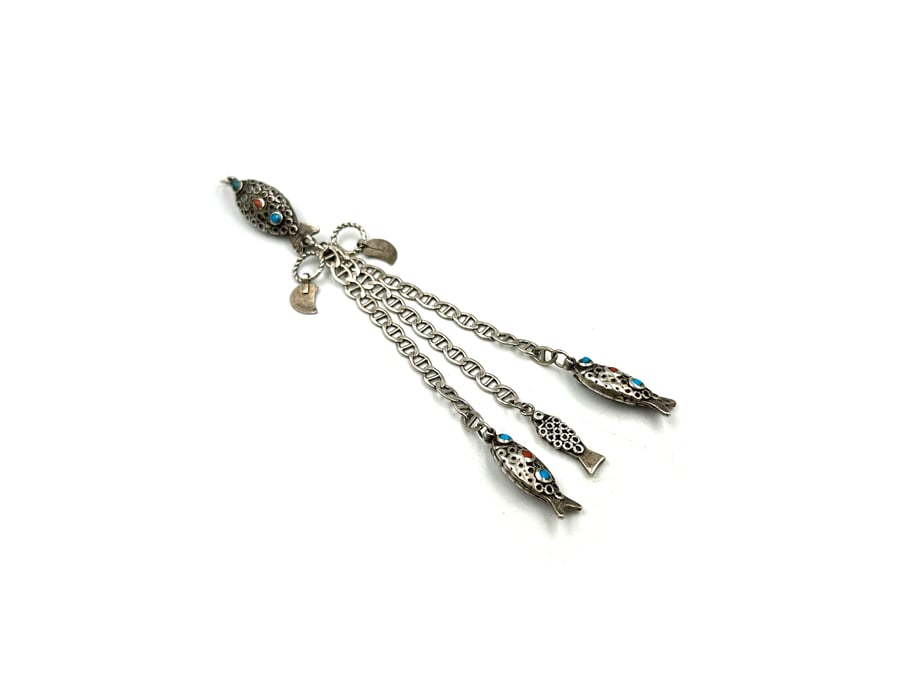 شرابات حلبية فضة قديمة مطعمة فضة و مرجان rosary puskulleri