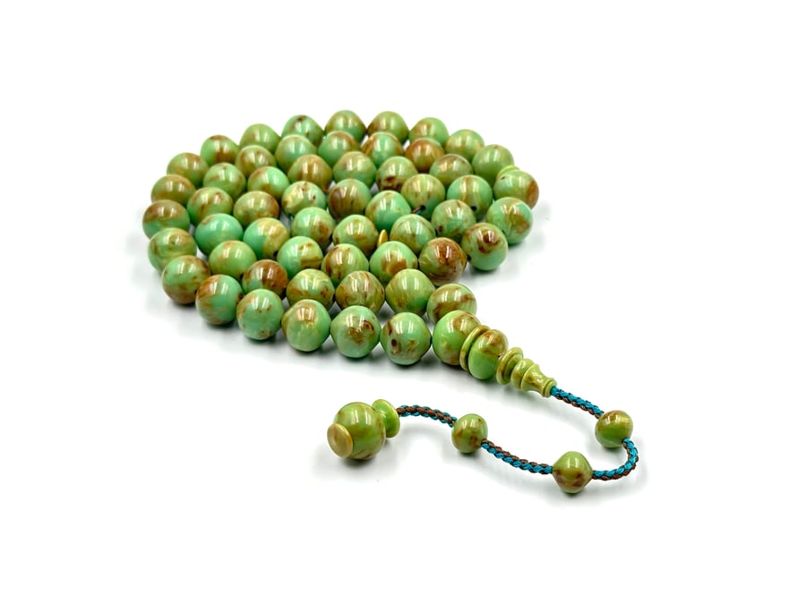 سبحة بكلايت فيروزي امريكي من عقود صب قديم خراطة اسماعيل old rosary