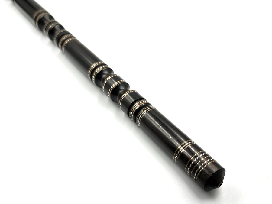 عصى ضباطية من خشب الابنوس مطعمة بالنحاس والفضة Swagger Stick