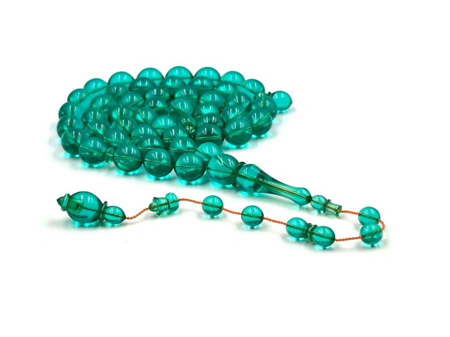 سبحة اكوامارين من عصي شفافة الماني صب قديم خراطة عبدالكريم موسى rosary