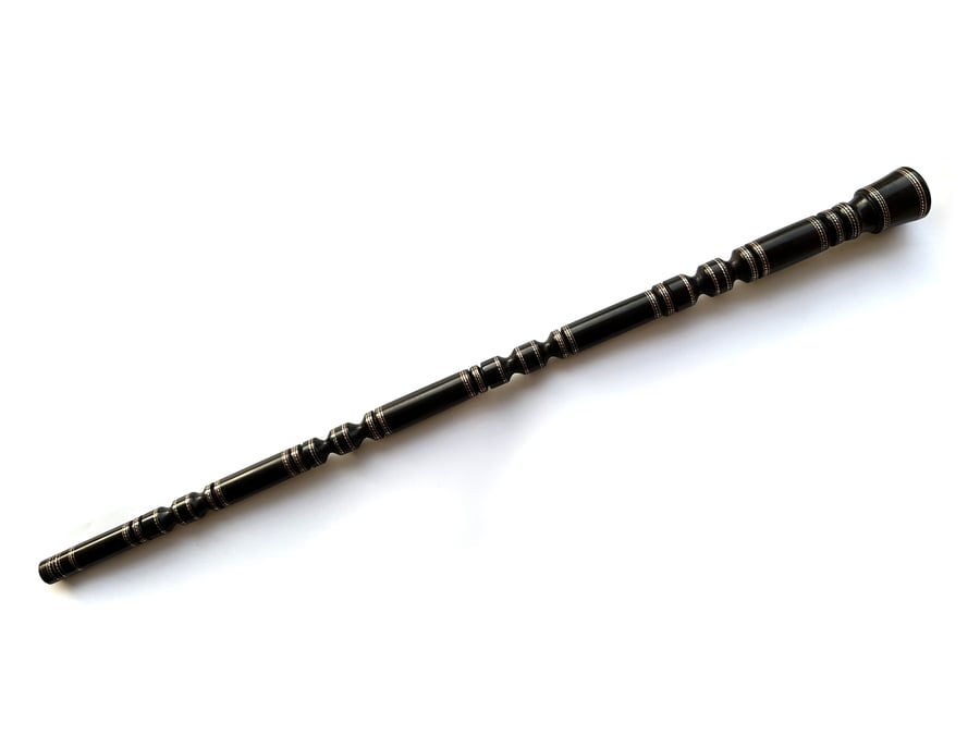 عصى ضباطية من خشب الابنوس مطعمة بالنحاس والفضة Swagger Stick