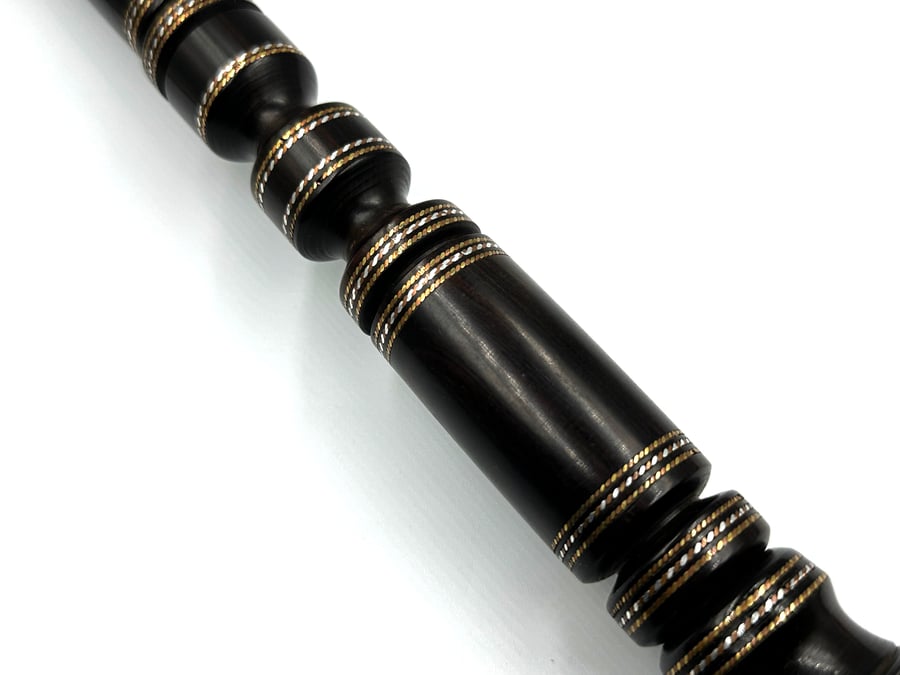 عصى ضباطية من خشب الابنوس مطعمة بالنحاس والفضة Swagger Stick