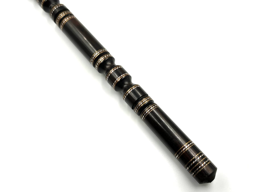 عصى ضباطية من خشب الابنوس مطعمة بالنحاس والفضة Swagger Stick