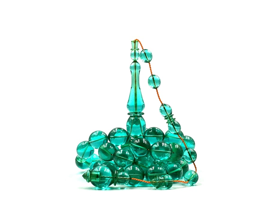 سبحة اكوامارين من عصي شفافة الماني صب قديم خراطة عبدالكريم موسى rosary