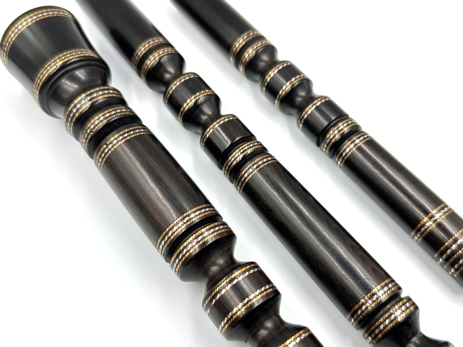 عصى ضباطية من خشب الابنوس مطعمة بالنحاس والفضة Swagger Stick