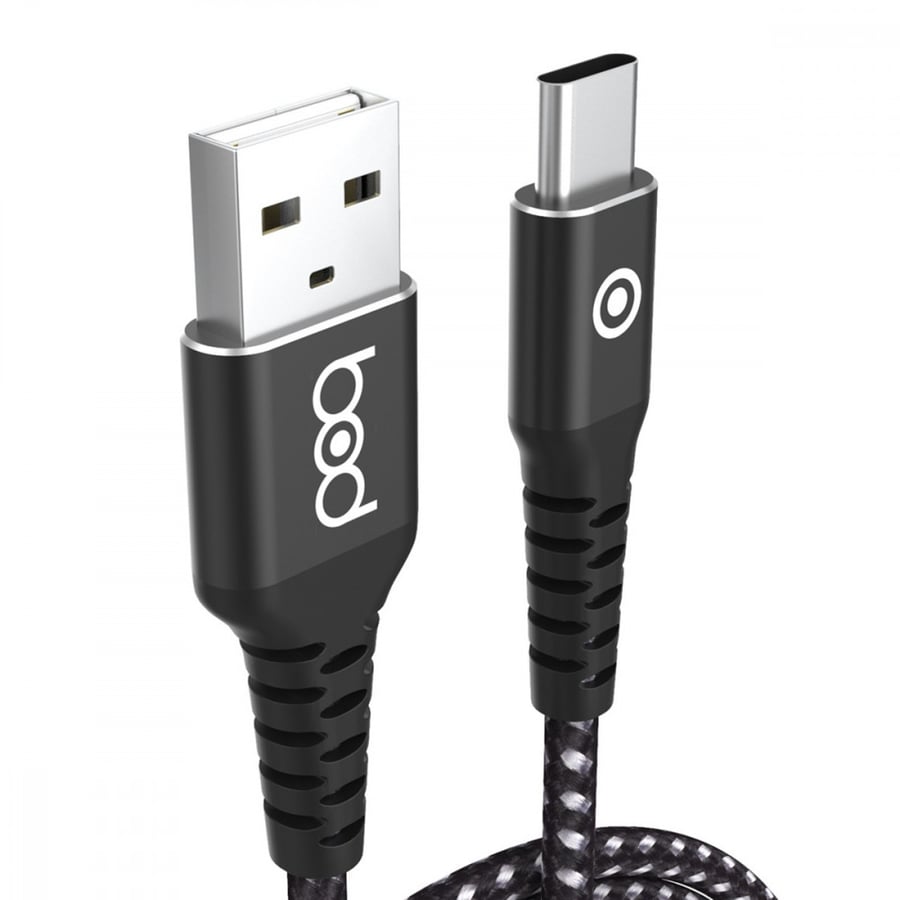 وصلة تايب سي 1 متر نايلون اسود منقط بابيض بود bod