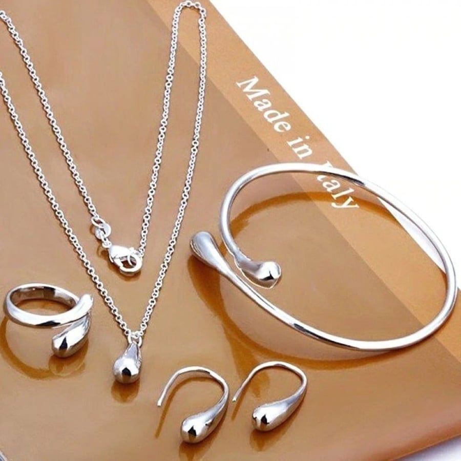 Women's jewelry set plated with Italian silver, 4 pieces