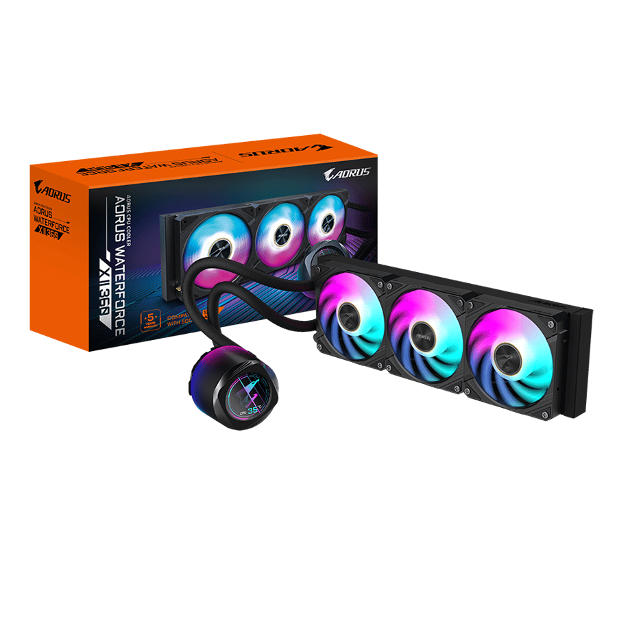 GIGABYTE AORUS WaterForce X 360mm Black LCD | مبرد مائي احترافي قيقابايت 360مم لون اسود مع شاشة