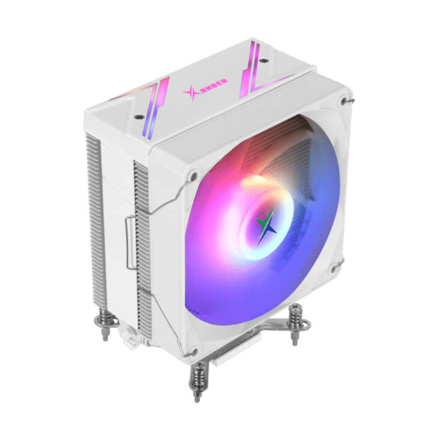 مبرد معالج هوائي Xander Gaming Whirlwind Pro White بإضاءة ARGB 165 واط أبيض