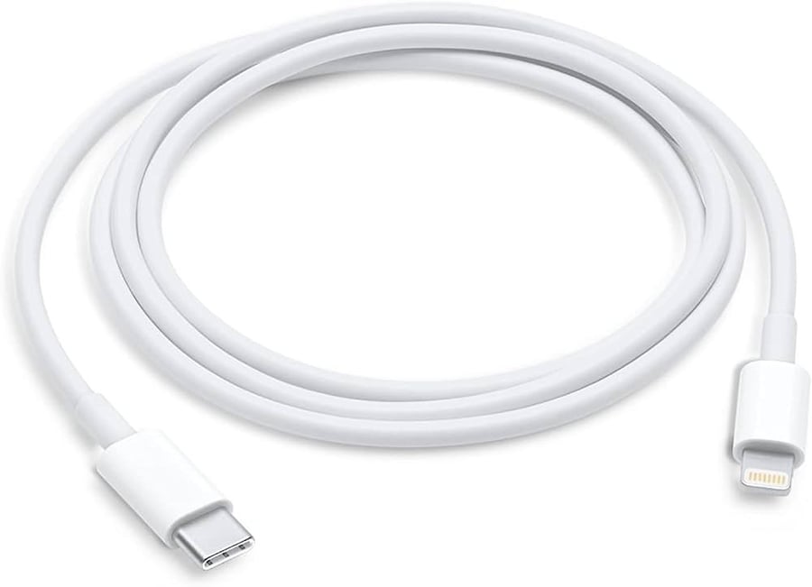 ابل كيبل شحن USB-C إلى لايتننج طول 1 متر أبيض