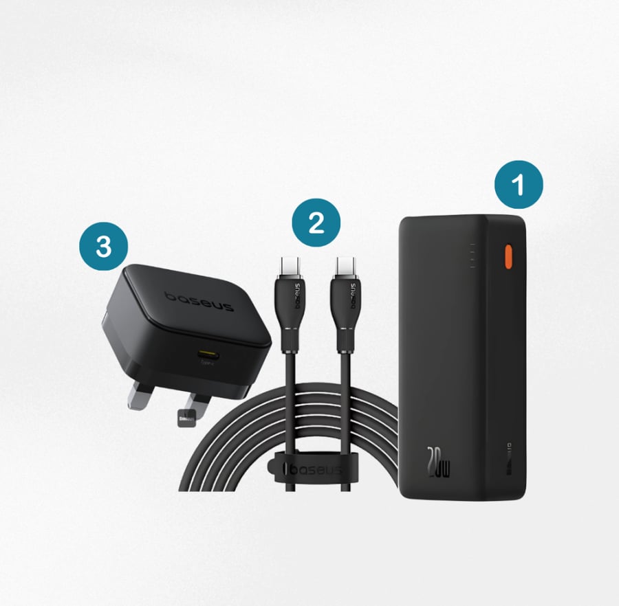 Bissous offer 3 in 1 - Power bank 20,000 + home charger 20W + Type C cable