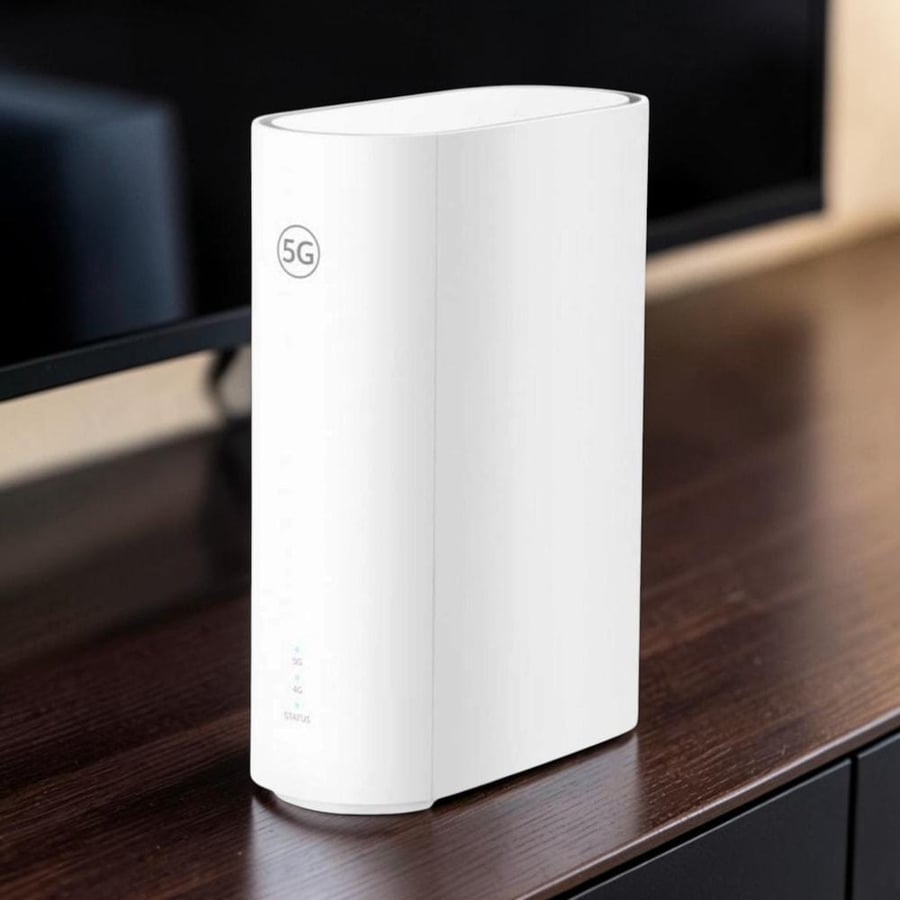 هواوي - راوتر منزلي 5G CPE 7 الجيل الخامس , واي فاي 6 وهوائي عالي الكسب ومنفذا إيثرنت جيجابت - أبيض