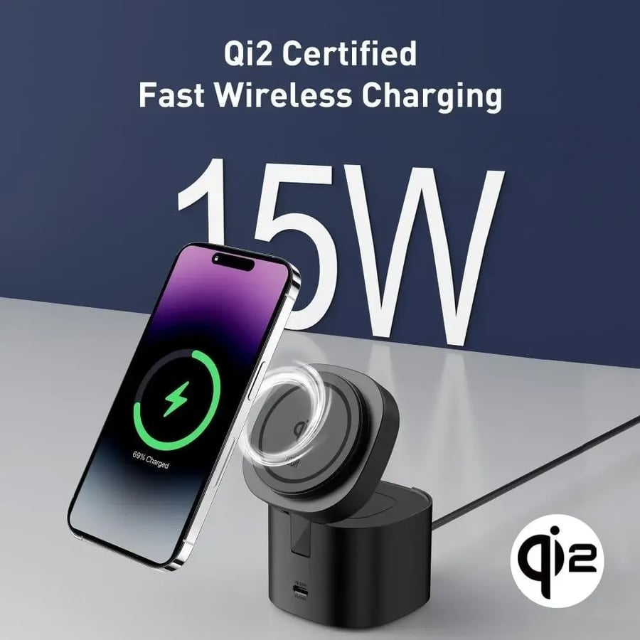 Joda - 4 in 1 charger for Apple Watch + AirPods + iPhone + Type-C port - Black