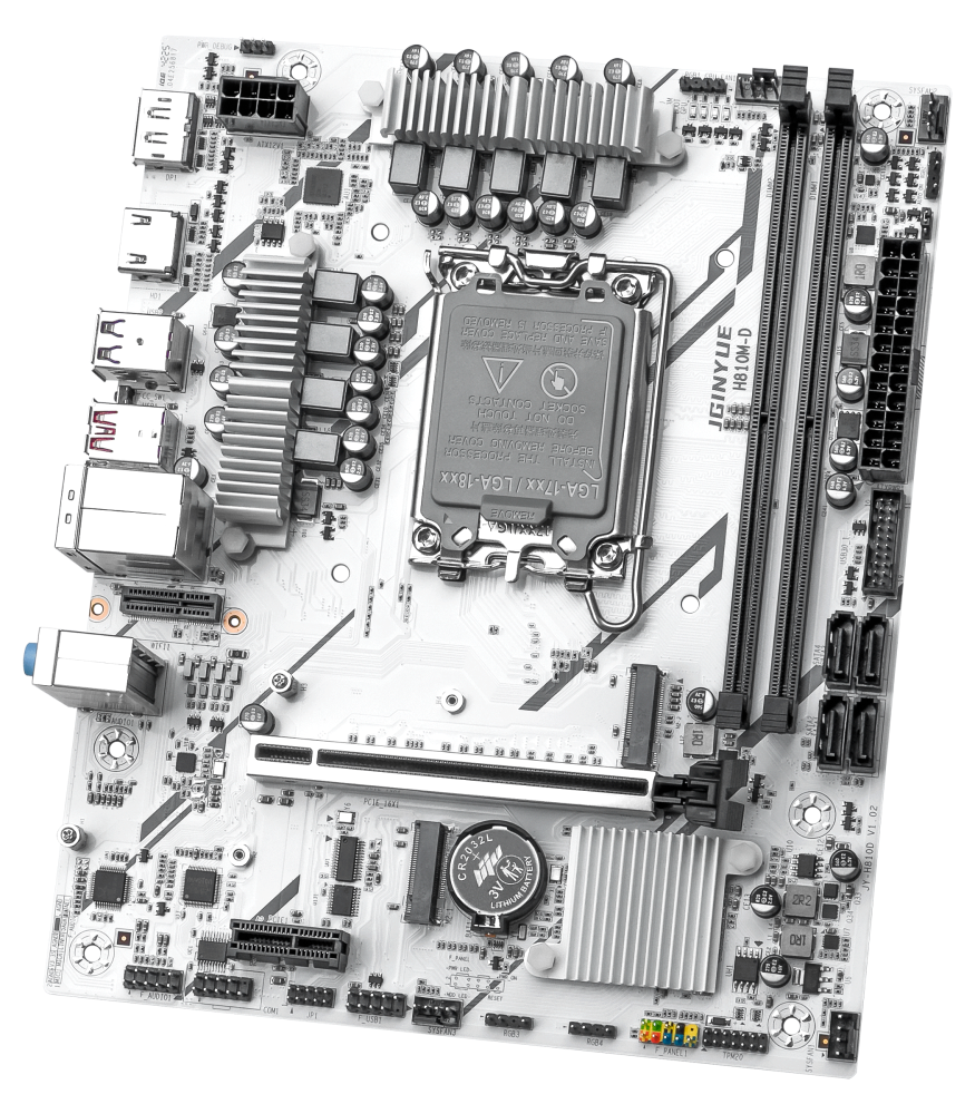 لوحة أم JGINYUE بيضاء — Intel H810 · LGA 1851 · DDR5 · mATX
