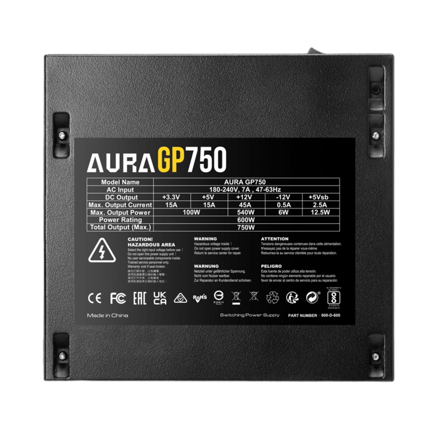 Gamdias Power Supply Aura GP 750W Black | باور سبلاي قيمدياز 750W أسود