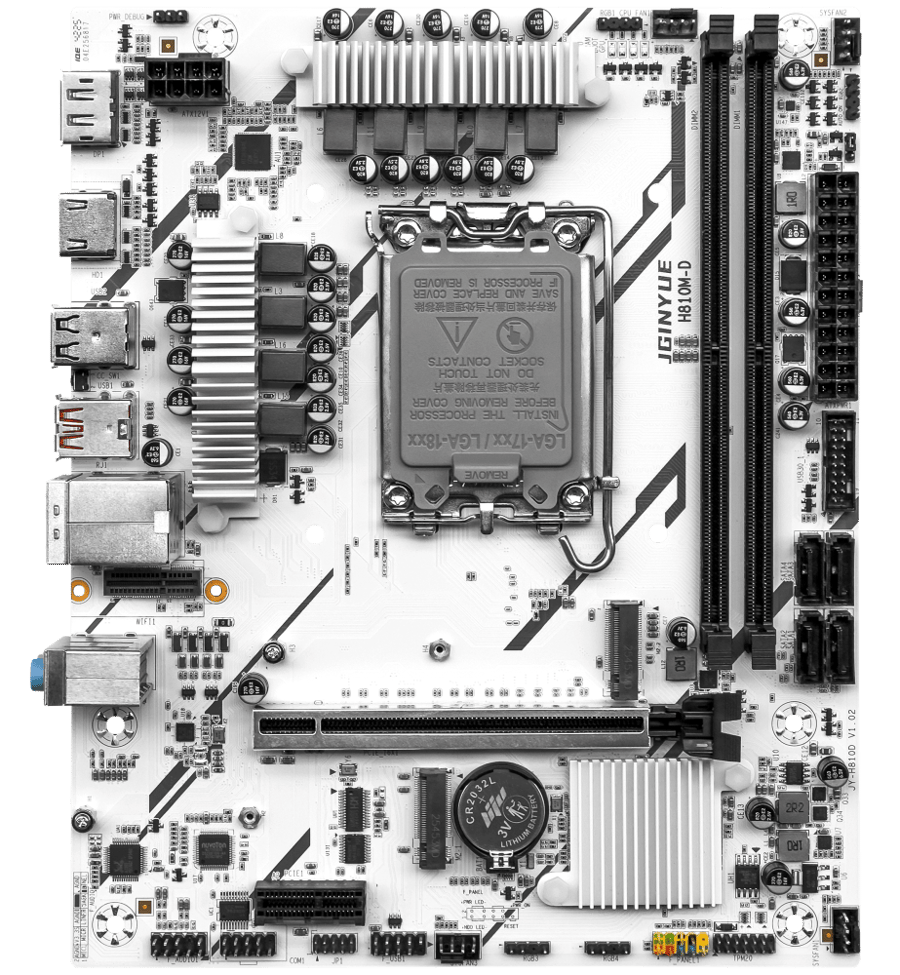 لوحة أم JGINYUE بيضاء — Intel H810 · LGA 1851 · DDR5 · mATX