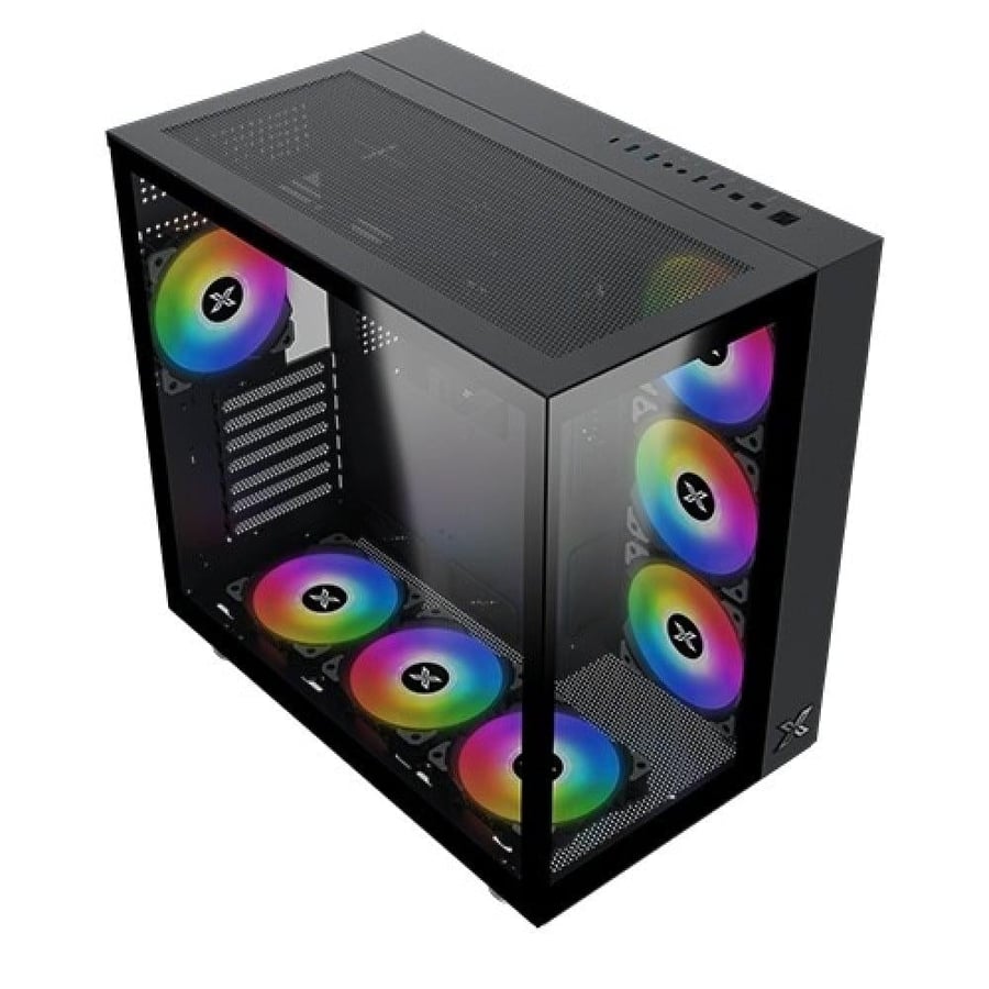 كيس ألعاب XIGMATEK بزجاج أمامي وجانبي وإضاءة RGB - أسود