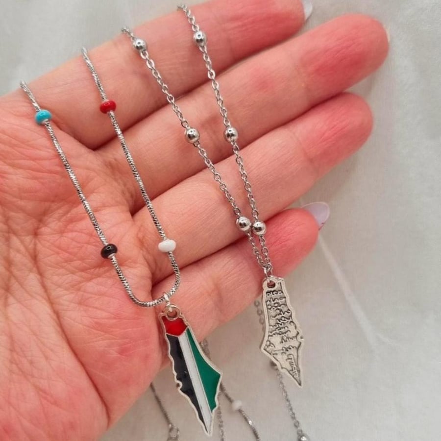 Palestine map necklace