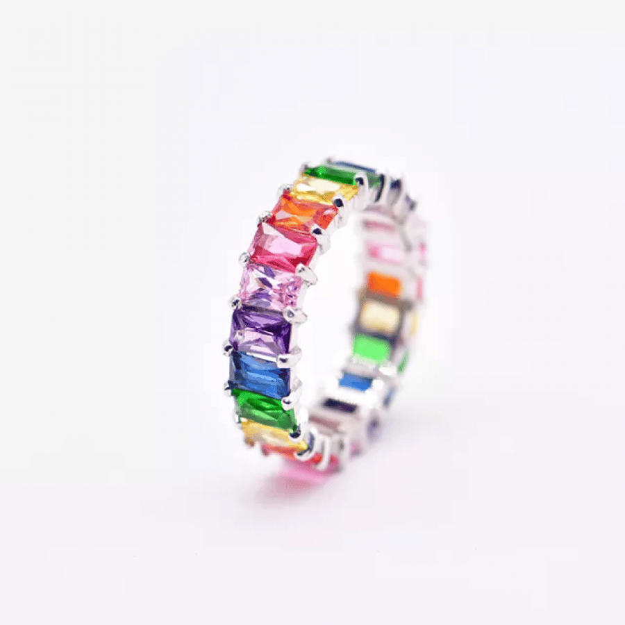 Pure silver rainbow ring