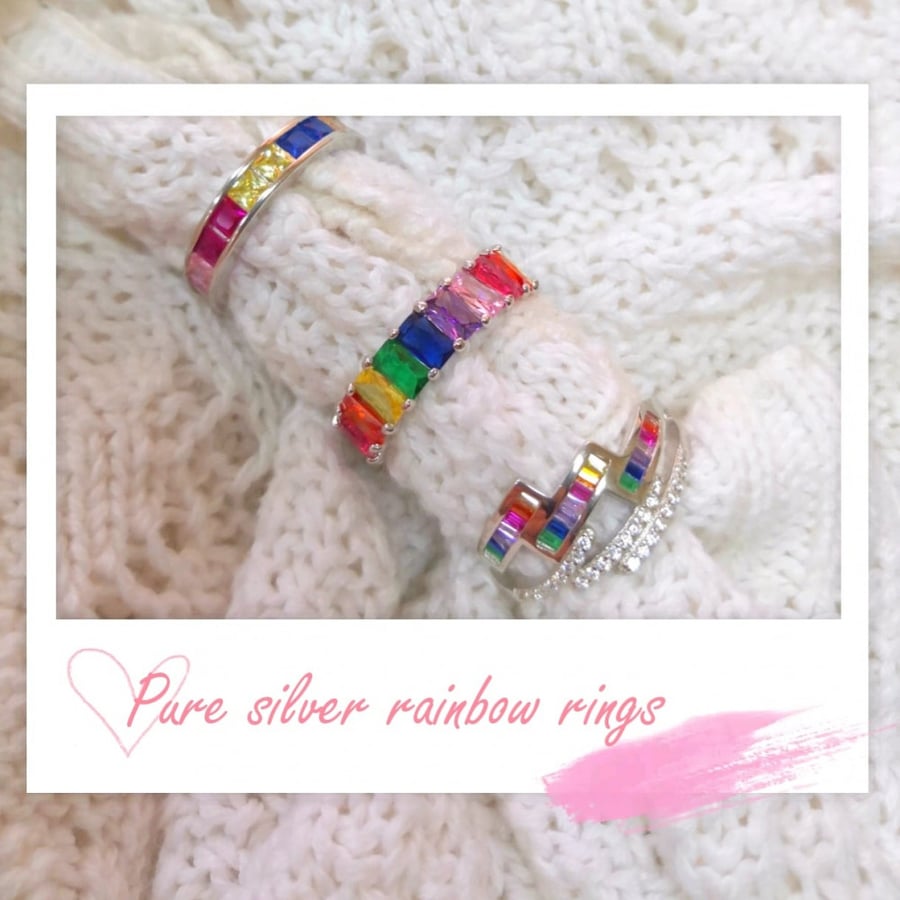 Pure silver rainbow ring