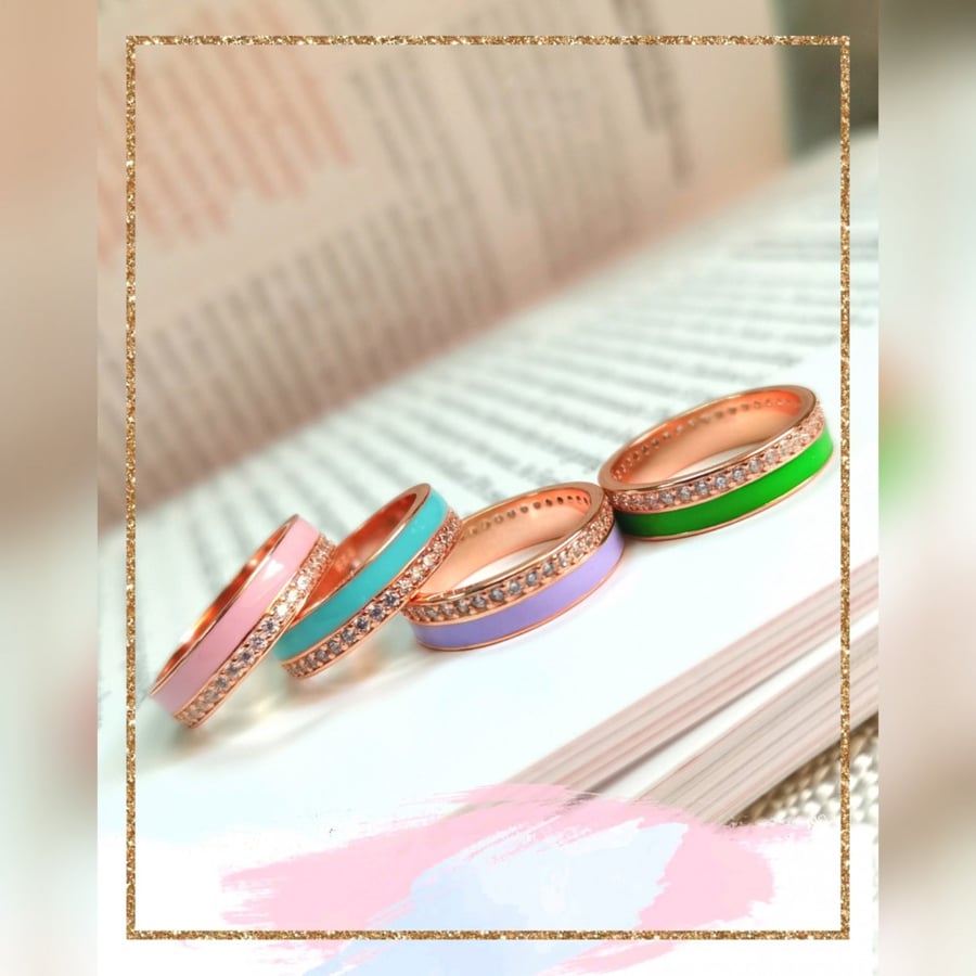 Pure silver rose gold plated rings