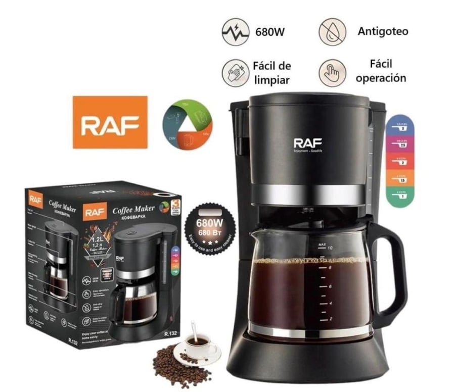 ماكينة صنع القهوة المفلترة الكهربائية (ماكينة تقطير القهوة) RAF سعة 1.2 لتر