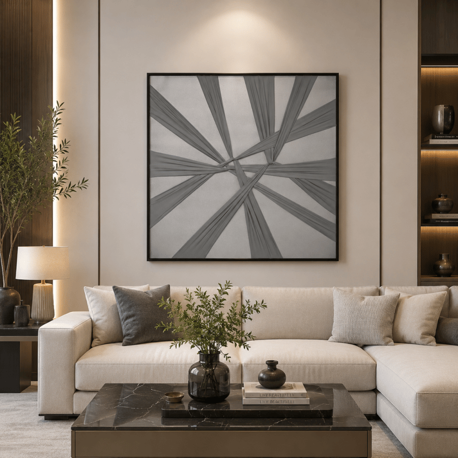 لوحة حائط مربعة بإطار أسود مقاس 80 × 80 سم
