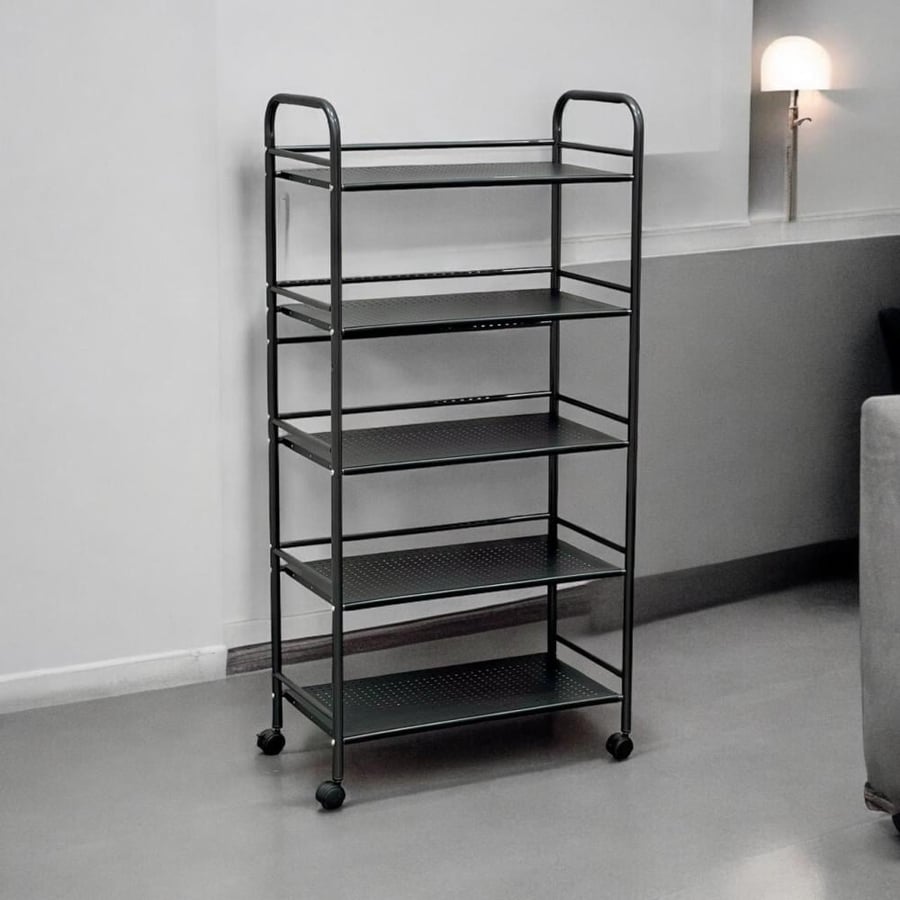 عربية تخزين حديد بعجلات – عملية، متينة، وتهوية ذكية