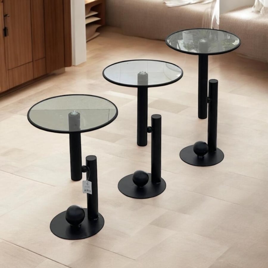 Side tables set with modern metallic design – 3 pieces